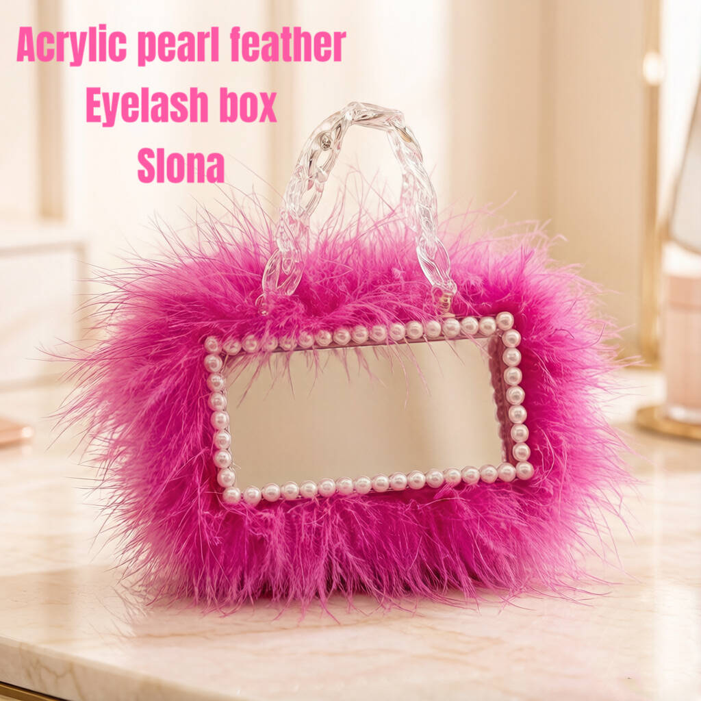 Acrylic rhinestone feather box with handle