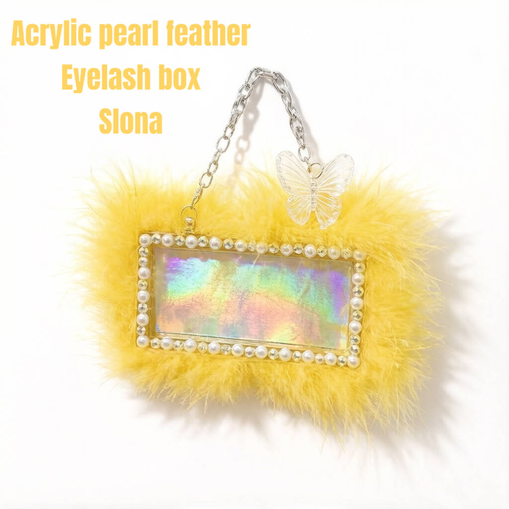 Acrylic rhinestone feather box with handle