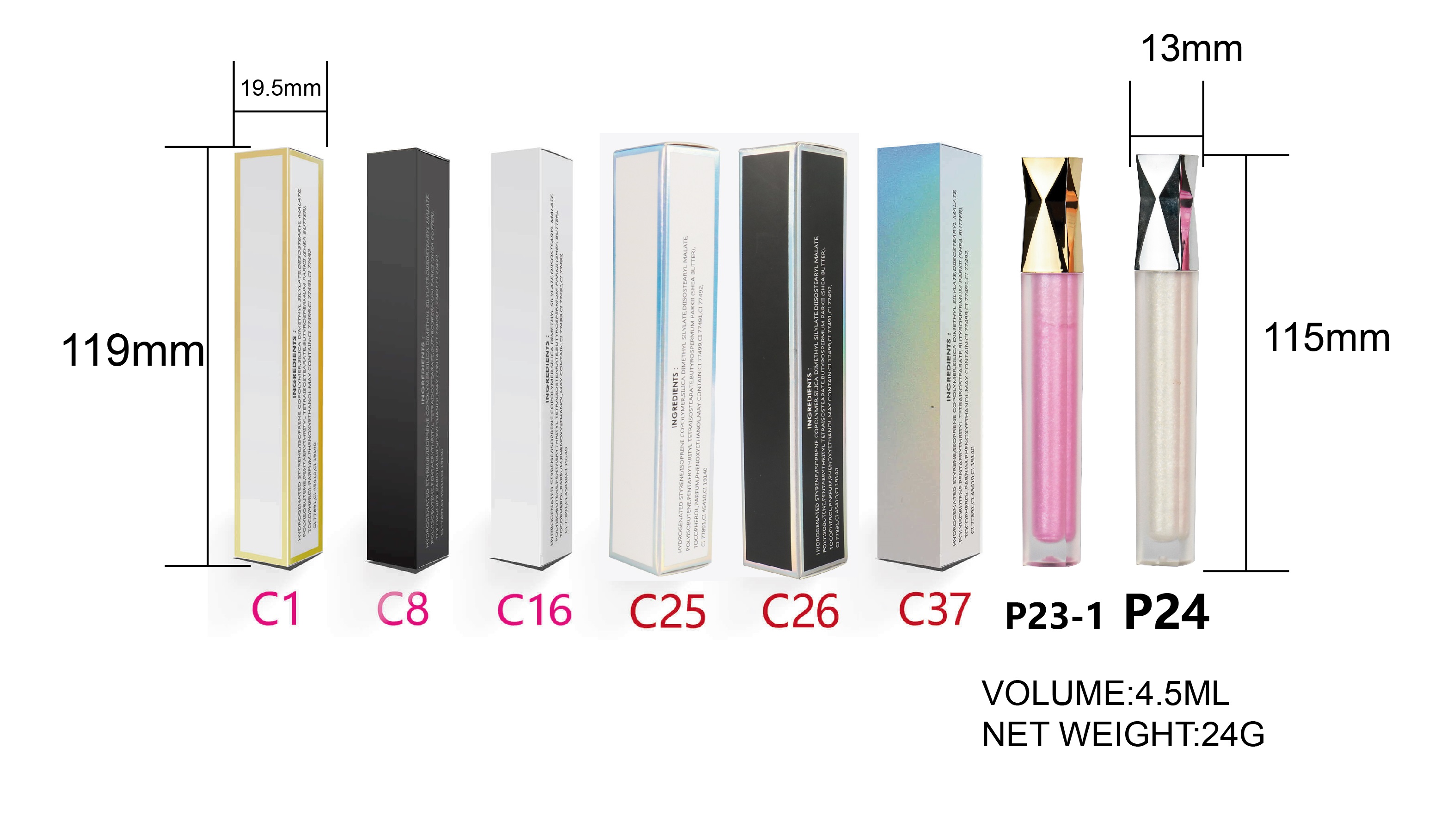 P23 P24  Colorful Lipgloss Nude Women Non-stick Cup Makeup Matte Lipsticks Waterproof