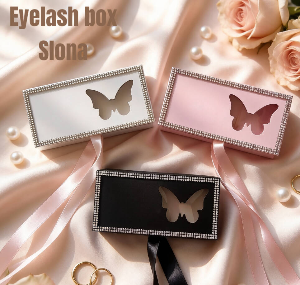Rhinestone-decorated flip-top butterfly cutout exquisite box