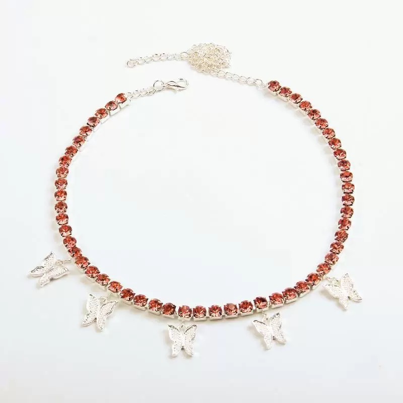 Bling rhinestone Chain Butterfly Necklace Jewelry Gift Women fashion Girls Butterfly Necklace