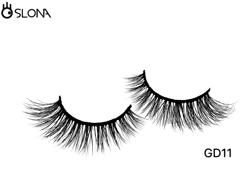GD11 Wholesale false strip lashes natural 3d mink lashes with custom eyelash box with lashes