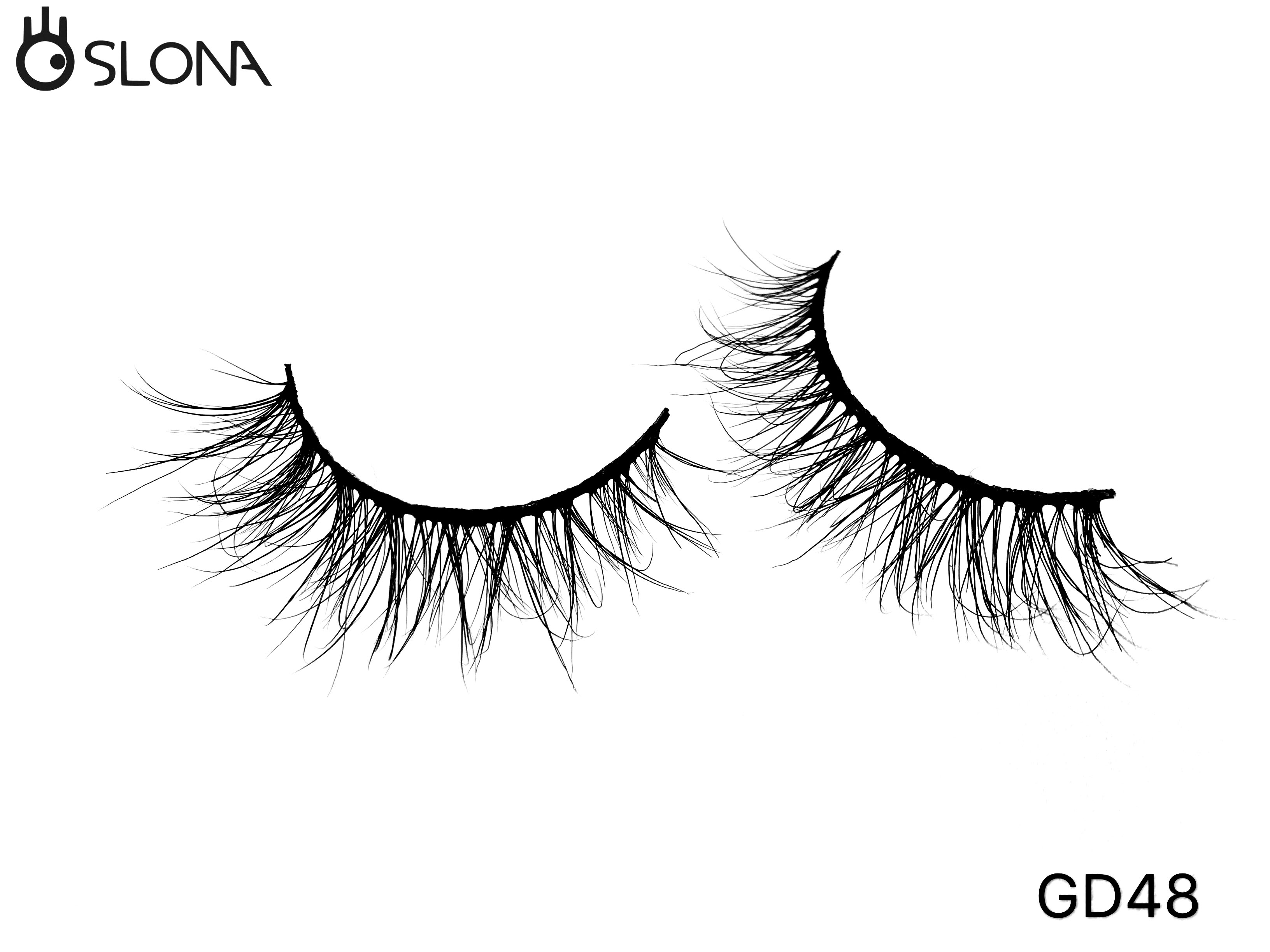 GD48 Wholesale 3D Natural Black Full Strip Faux Mink Eyelashes with Custom Packaging