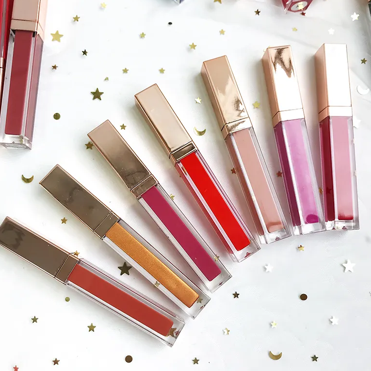 P9 Create Your Logo Lip Makeup Line Pinky Red Glossy Lip Gloss Lipgloss Vendor