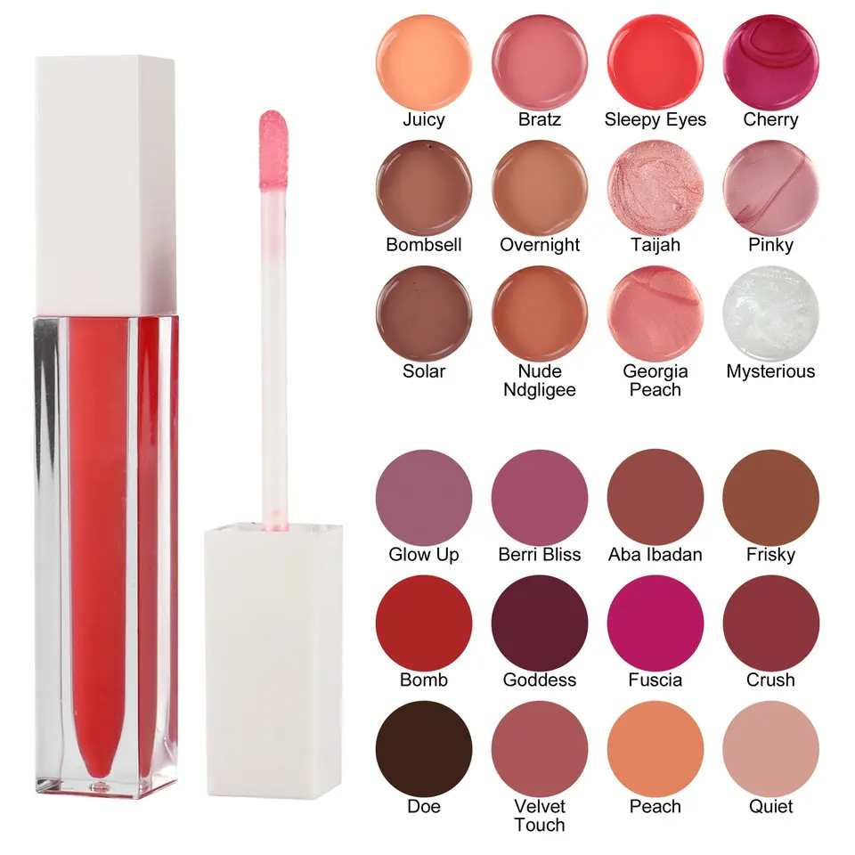 P25-1 Luxury Rose Gold Transparent Tube No Logo Shimmer Lip Gloss Custom Packaging Box Make Your Own Logo Lip Gloss