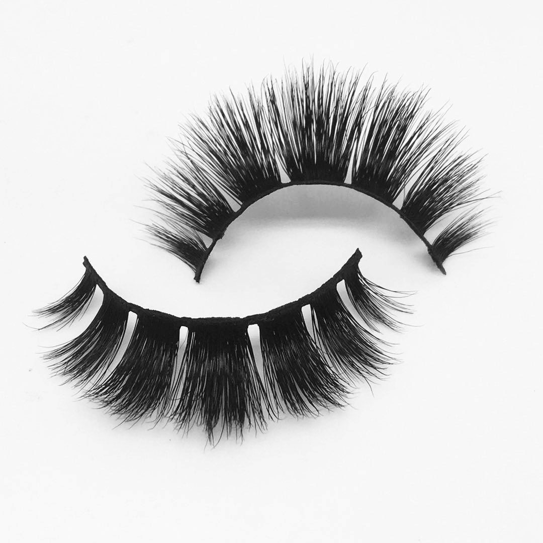 M059  Short Long 10mm to 15mm Mink Fur Lashes Wispy Fluffy 3D False Eyelashes Private Label