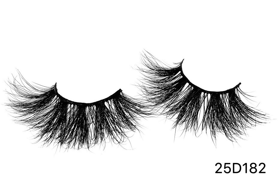 25D182 25mm mink lashes 25mm 100% 3d mink eyelashes vendor with free packaging box