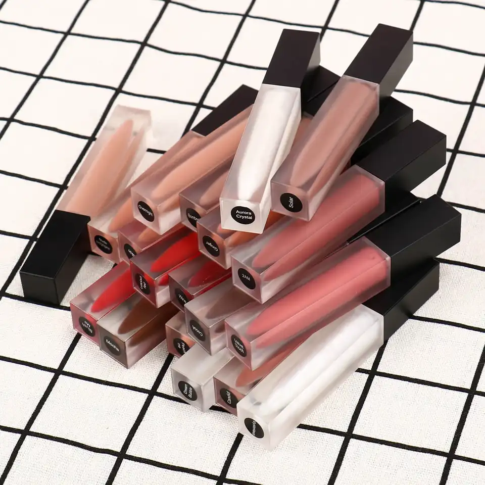 P25 Custom glitter private label shiny colors lipgloss shimmer cruelty free vegan pencil tube kids lip gloss