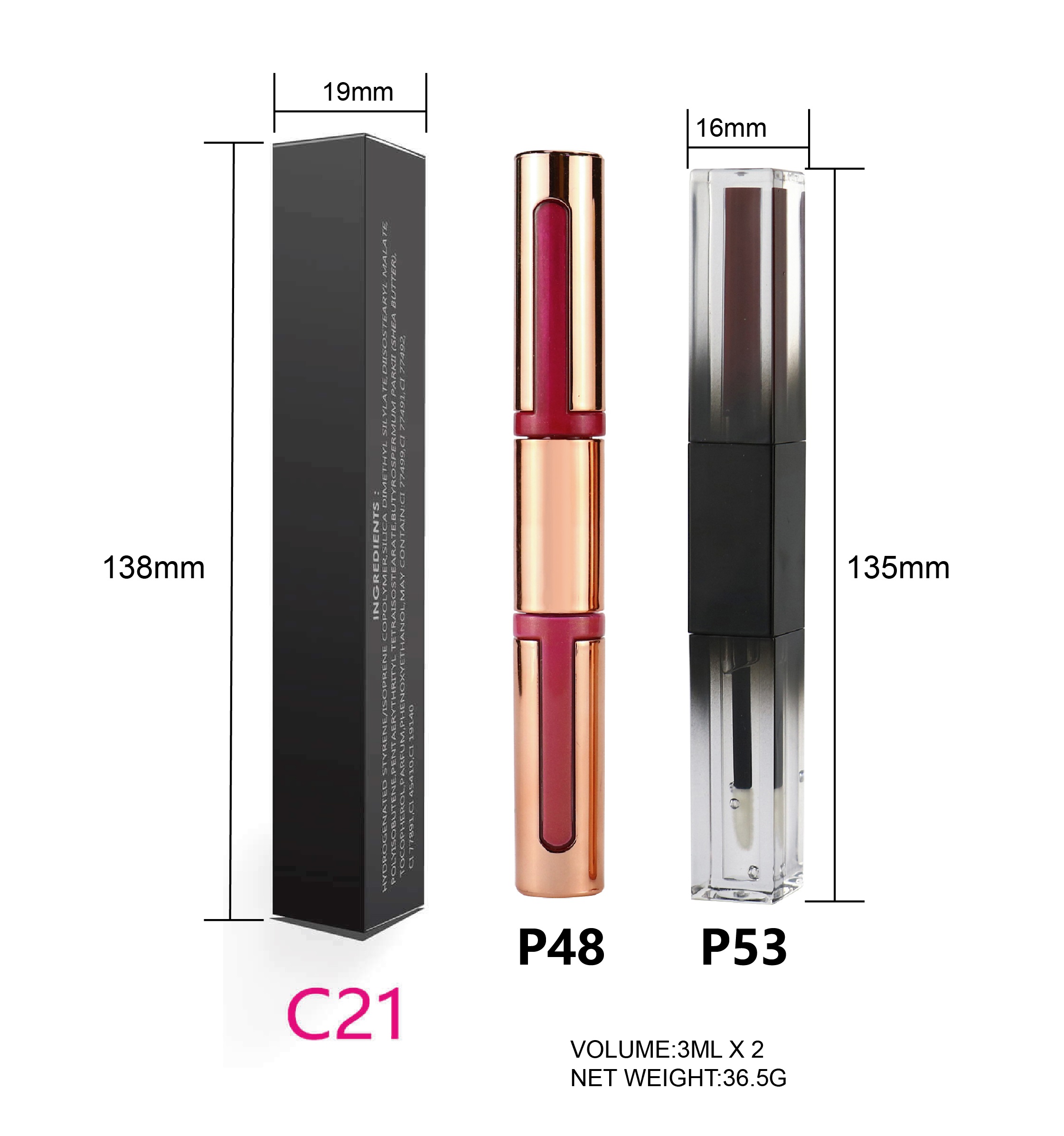 P53 Non-sticky matte lipstick High Quality Private Label Long Lasting Waterproof Matte Makeup Cosmetics Lipstick