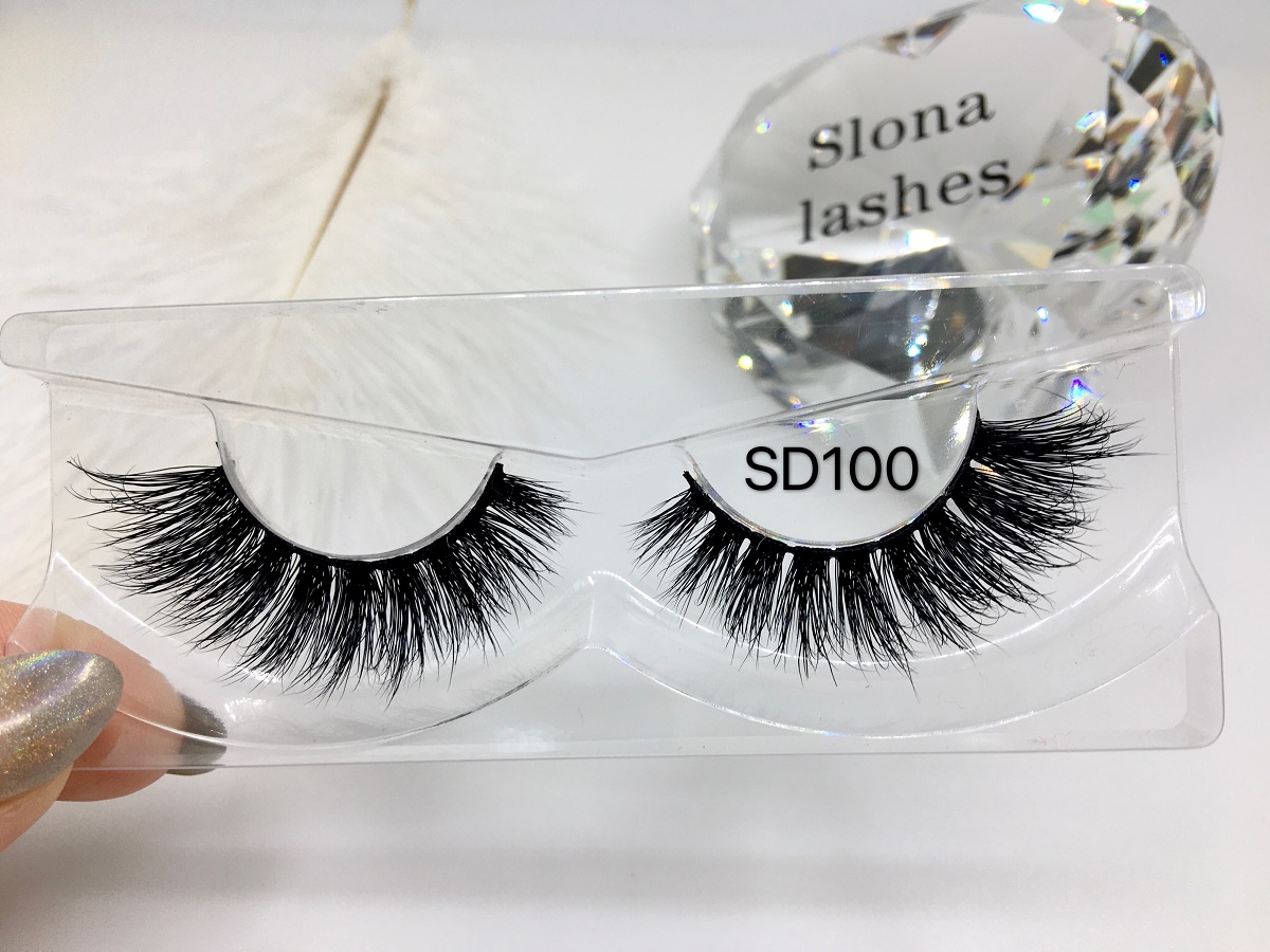 SD100 18mm 20mm Natural Long Mink Lashes 3D Mink Eyelashes 3D Mink Fur Eyelashes