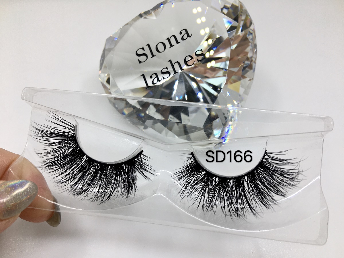 SD166 Wholesale False 18mm 3D mink eyelash Private Label Mink Full Strip Lashes
