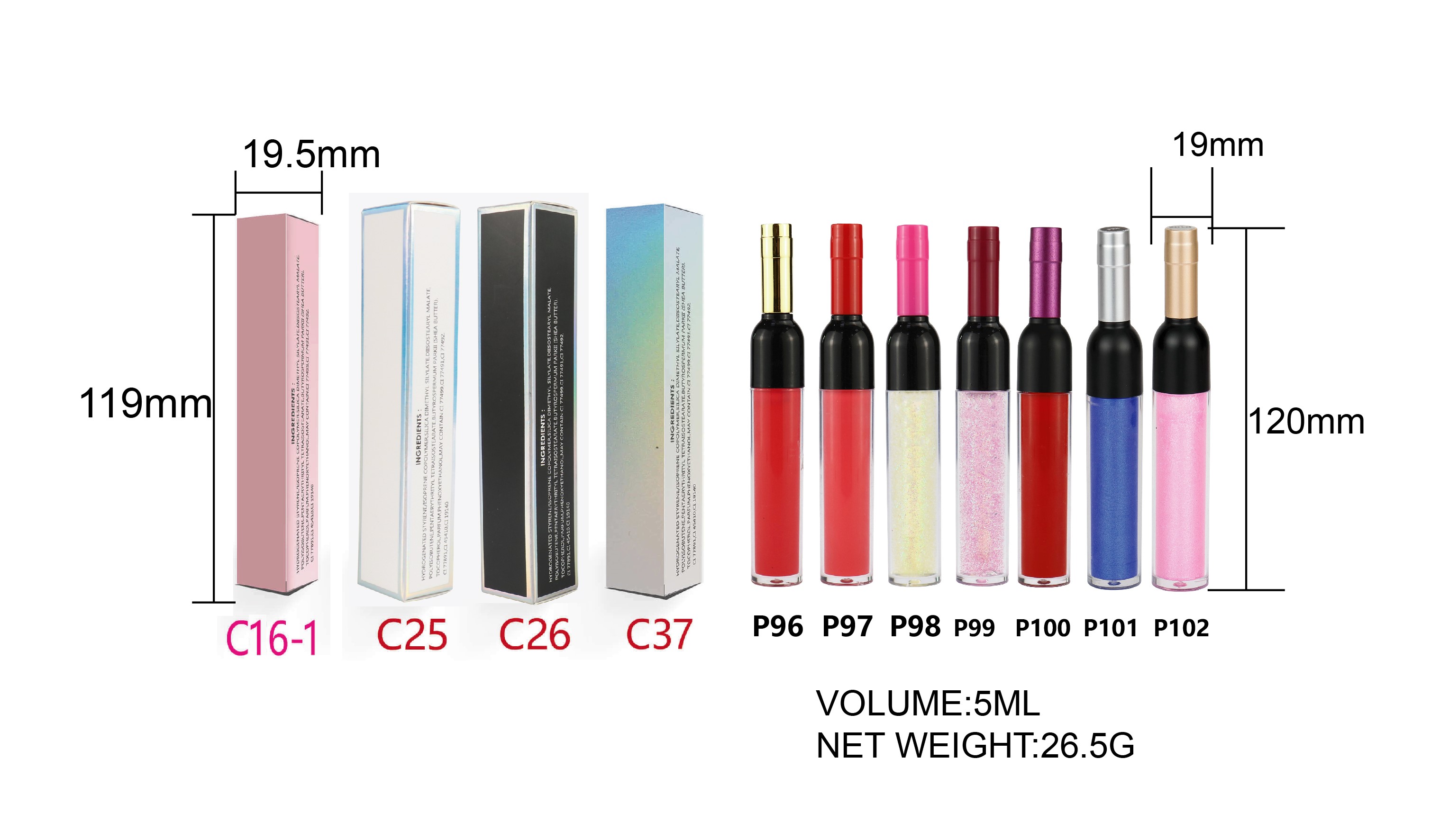 P96-P102  Lipgloss Wholesale No Label Private Glossy Liquid Pigments Lip Gloss Create Your Own Brand