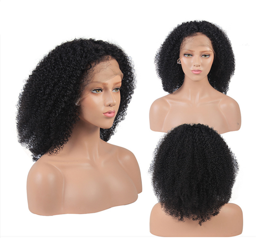Hot sale density 150% brazilian kinky curly lace front hair-extensions-wig for black women
