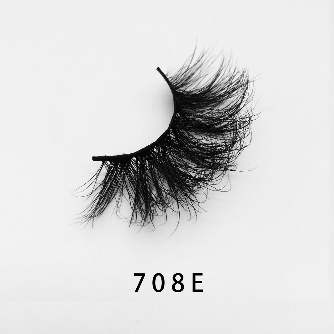 W708E Wholesale Private Label Vendor 100% Real Mink Lash 25mm Custom Eye Lash Packaging Fluffy