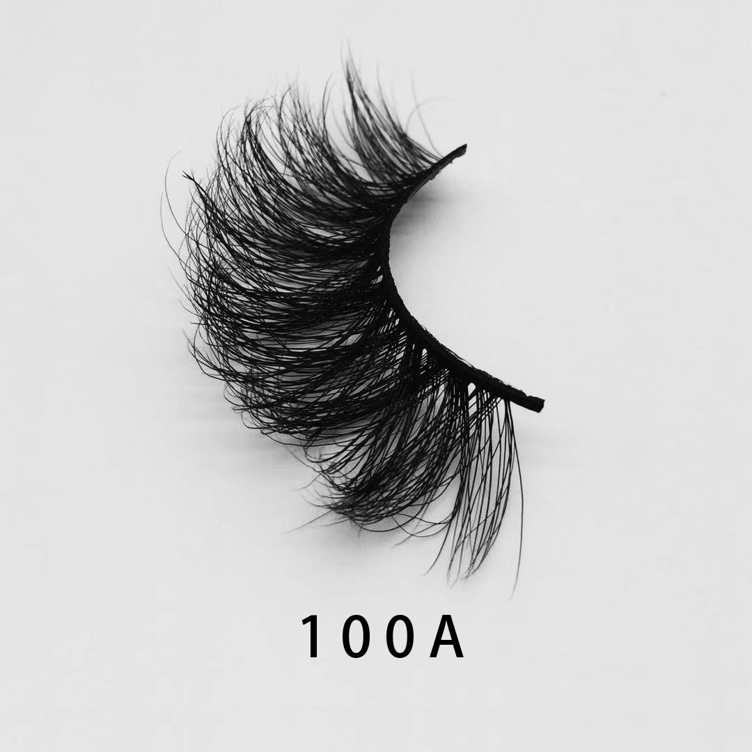 W100A Wholesale private label handmade fluffy 100% real fur mink lashes 25mm mink eyelashes bulk