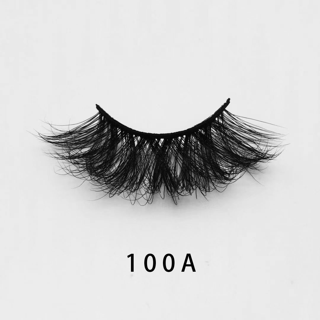 W100A Wholesale private label handmade fluffy 100% real fur mink lashes 25mm mink eyelashes bulk