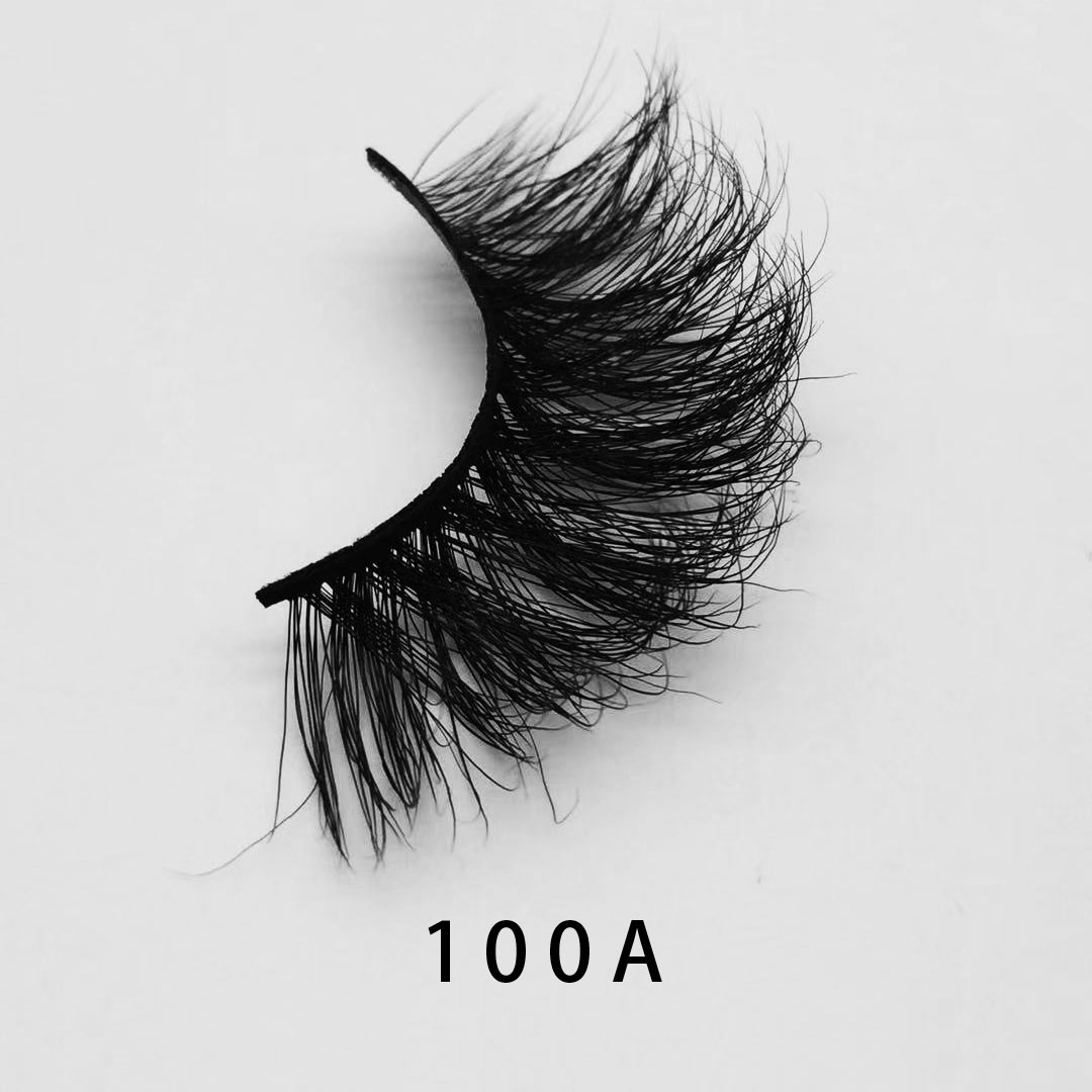 W100A Wholesale private label handmade fluffy 100% real fur mink lashes 25mm mink eyelashes bulk