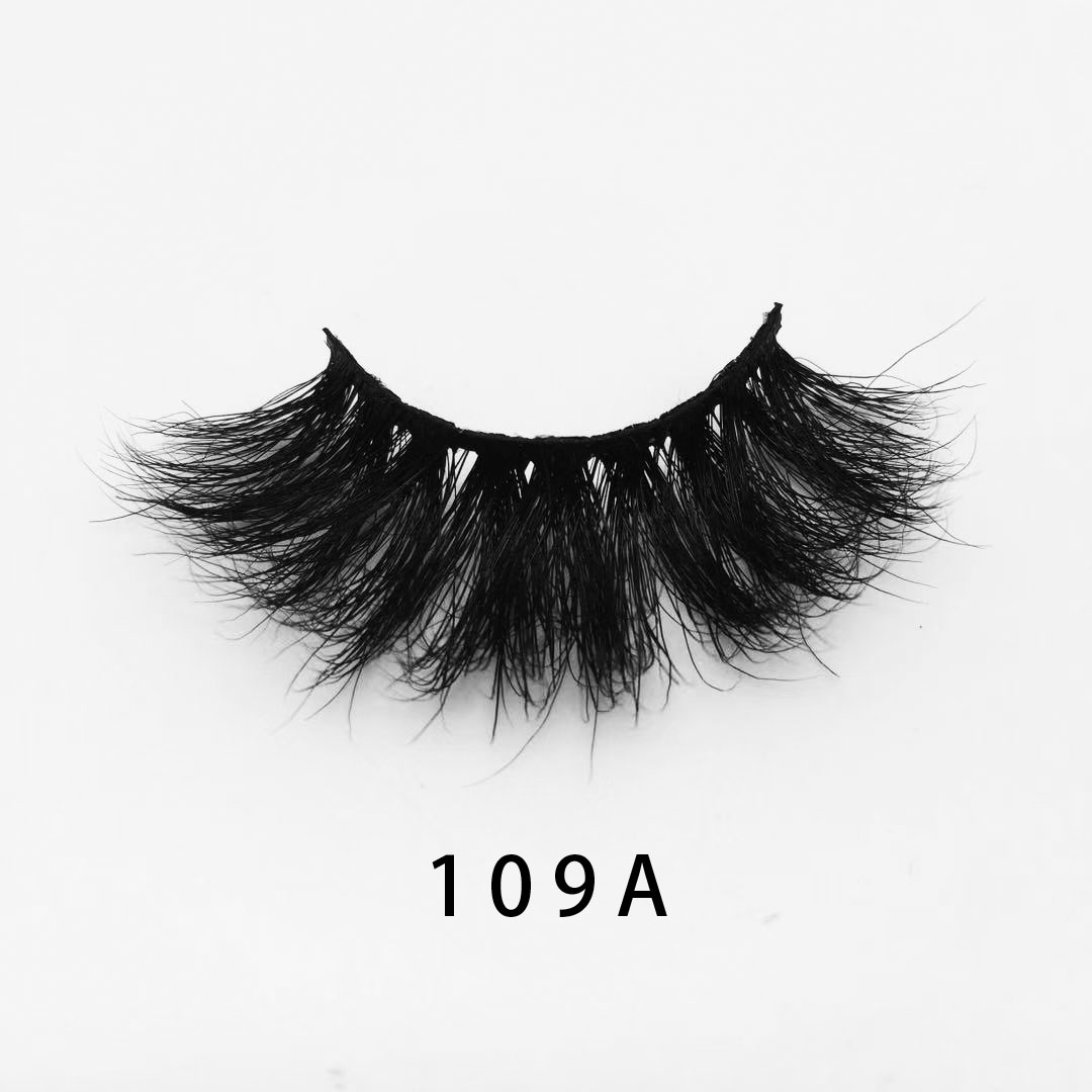 W109A Factory Supply 25mm 5D Mink Lashes Dramatic Full Strip Eyelashes with Free Packaging