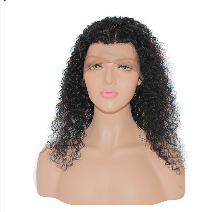 Wholesale Front Full Lace Human Hair Wig, Natural Black Long Curly Brazilian Hair Lace Wig For Women